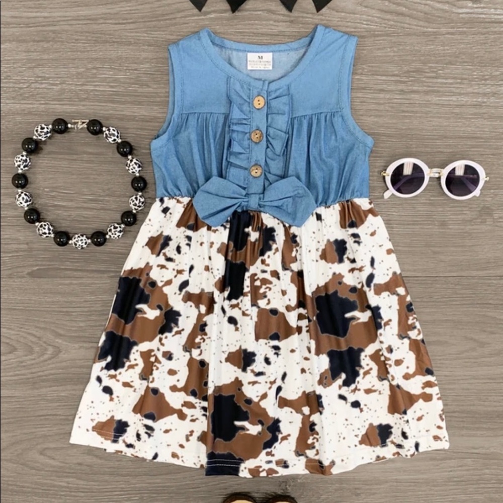 Denim Cow Print Dress